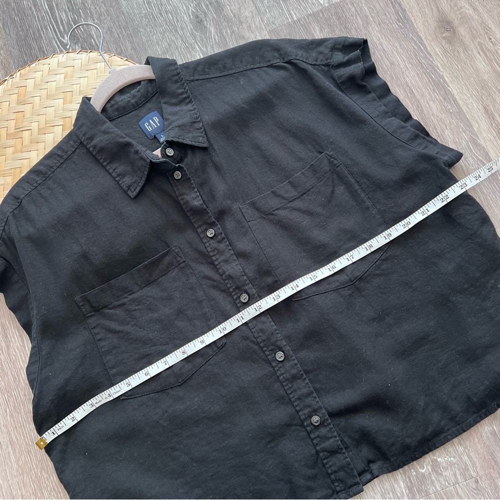 GAP linen blend crop shirt black button down‎ - Picture 5 of 8